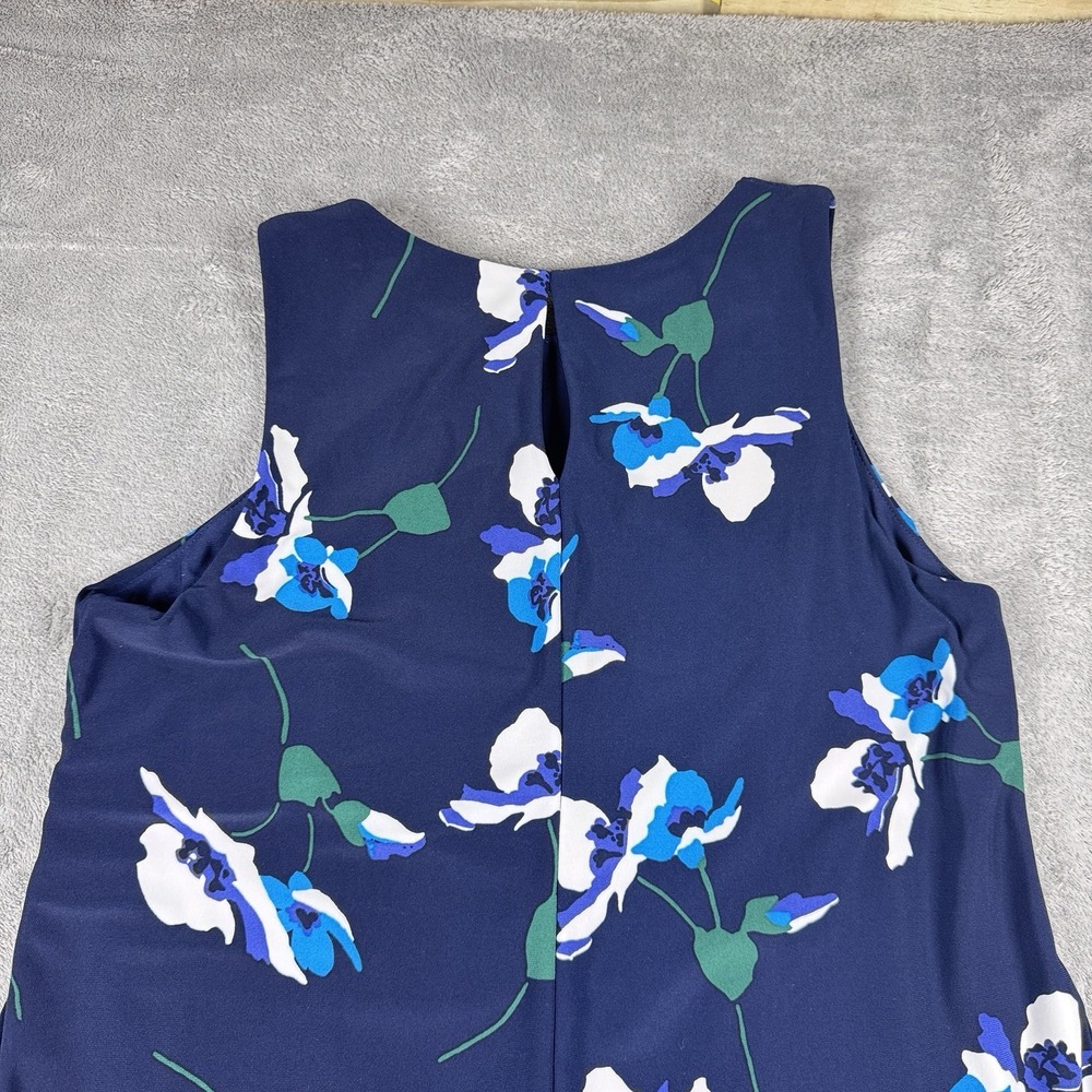 Lauren Ralph Lauren Navy Floral Dress Womens 6 Sleeveless Keyhole - Picture 8 of 8